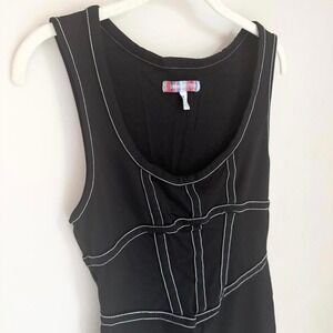 Urban Outfitters Black Tank Dress Corset Stitching Mini Size Medium